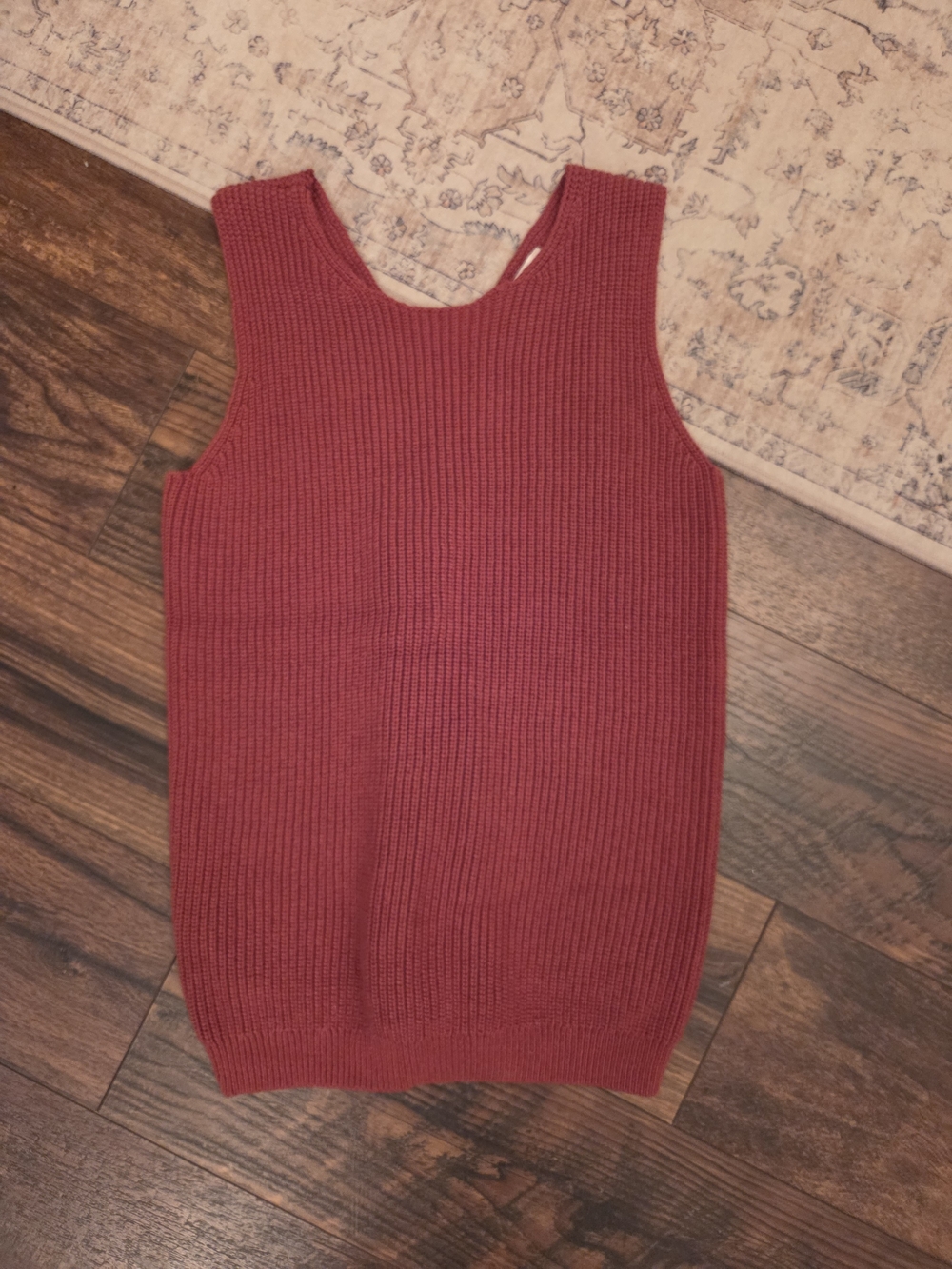 Ribbed Sleeveless Knit Top - Deep Orange